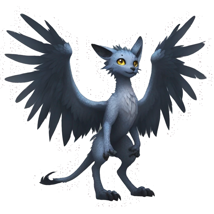 Anthro cool edgy Trico winged animal hybrid full body emoji