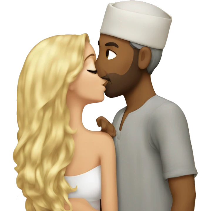 Maghreb man kisses a blonde girl emoji