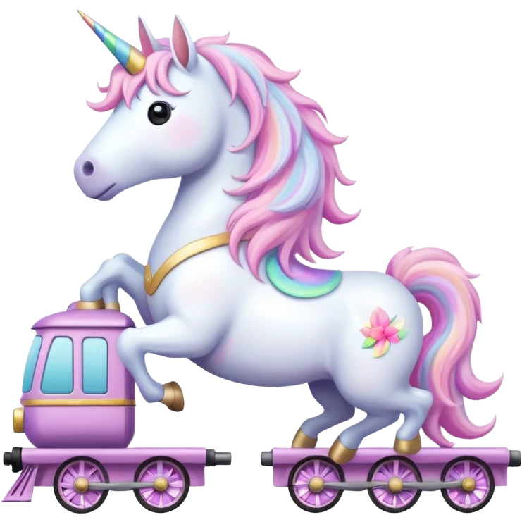 A unicorn on a train emoji