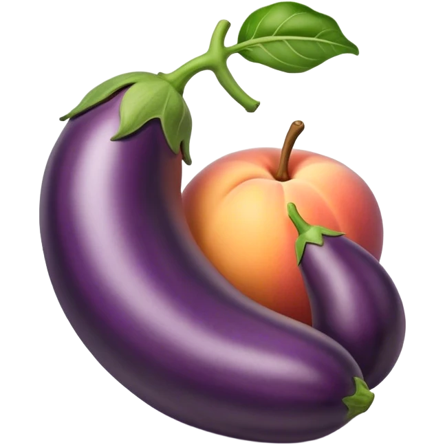 eggplant and a peach emoji