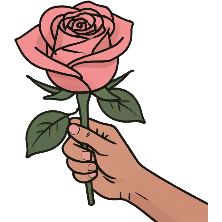 Hand holding a rose emoji
