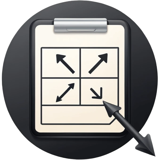 Minimalistic flat vector icon, iOS style, thin black contour on white background. Simple kanban board with circular arrow above it. Clean, no text, no shadows emoji