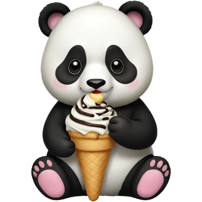 Panda eating ice cream emoji