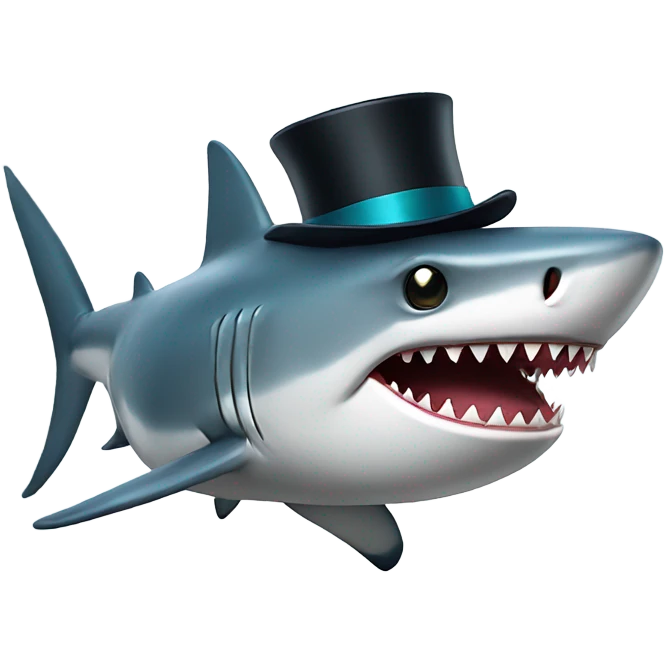 Shark with a top hat emoji