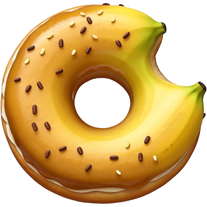 a banana poking through a donut, emoji style emoji