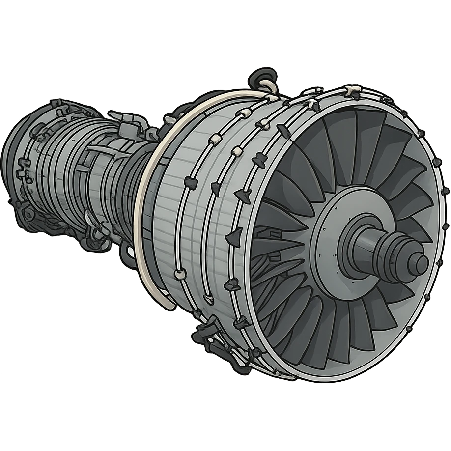 Изометрическая модель газовой турбины Siemens, слегка мультяшная стилистика, прозрачный фон emoji
