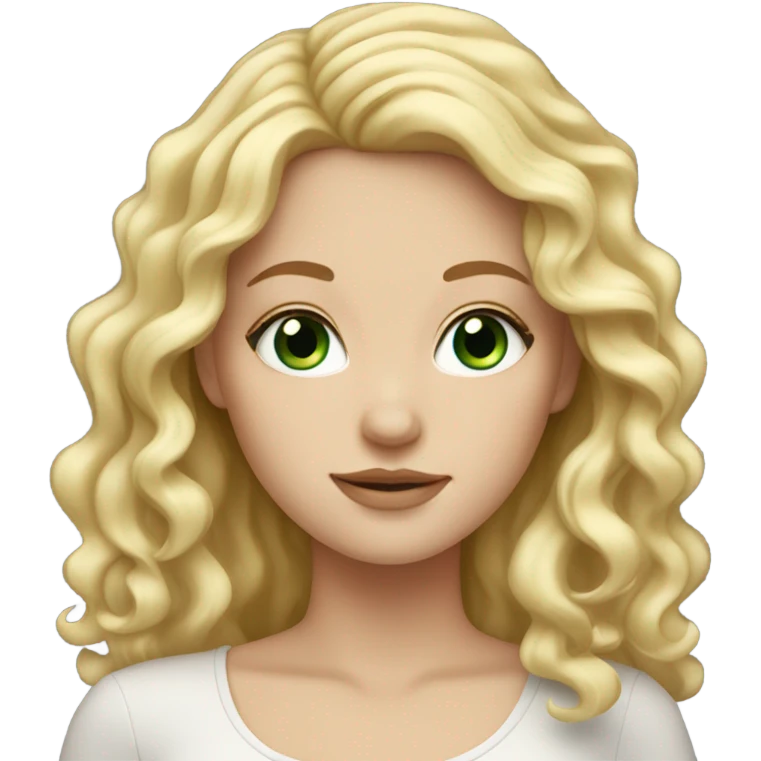White girl with green eyes and wavy blonde hair emoji