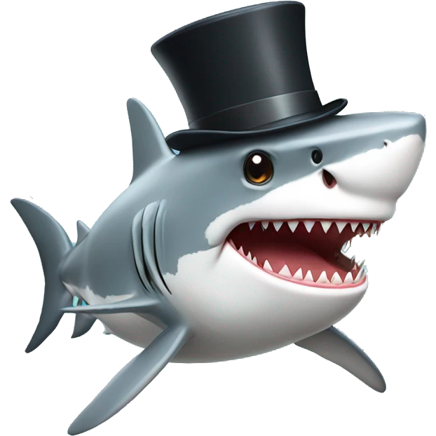 Shark with a top hat emoji