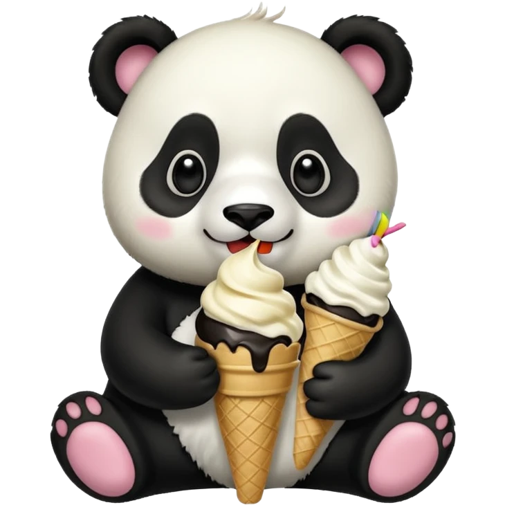 Panda eating ice cream emoji