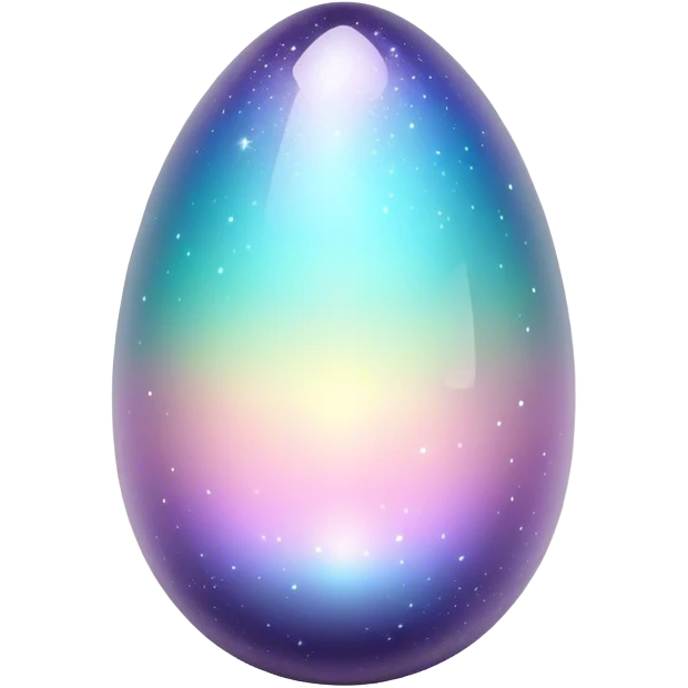 Dark Sparkly glossy glittery Pastel iridescent transparent bio-luminescent glass crystal egg emoji