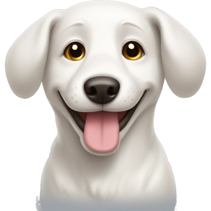 Cute white dog with floppy ears smiling  emoji