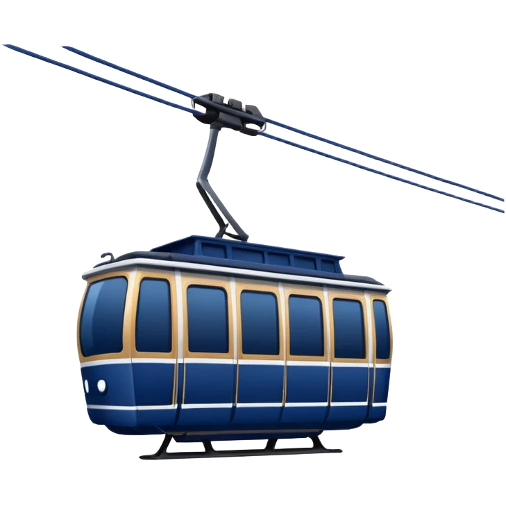 create a cablecar emoji in winter. make it navy dark blue. no yellow. and add the words in white: Lenk  emoji