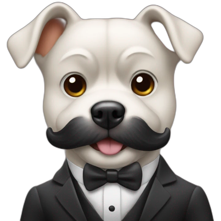 Mr Monopoly with a mustache as a dog emoji