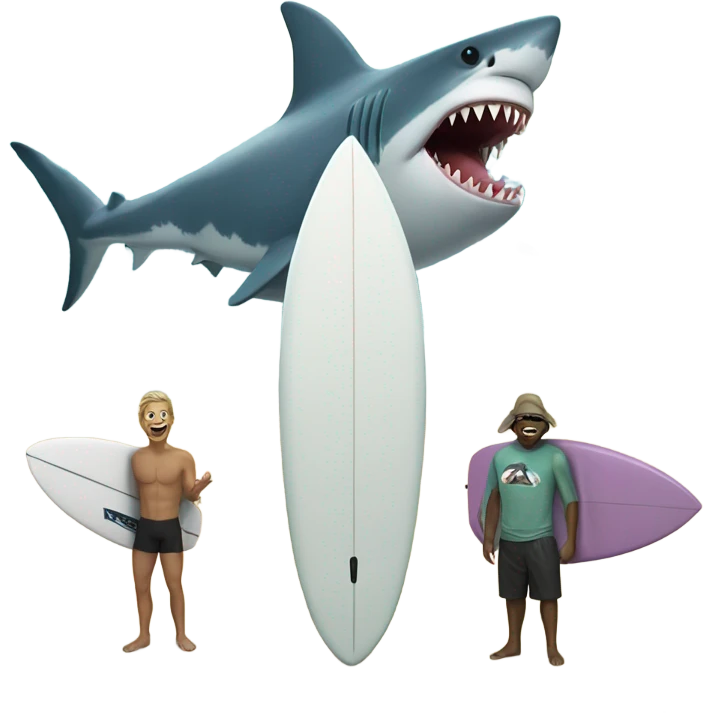 Shark with a surfers giving the bird emoji