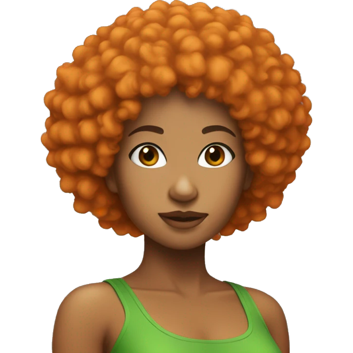 Mixed girl with orange Afro and green tube top emoji