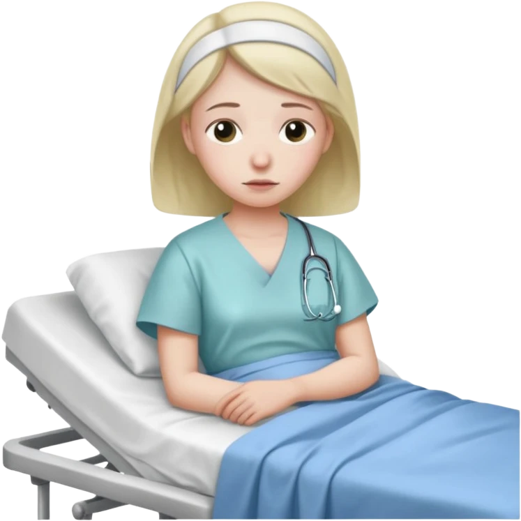 sad patient in hospital bed emoji
