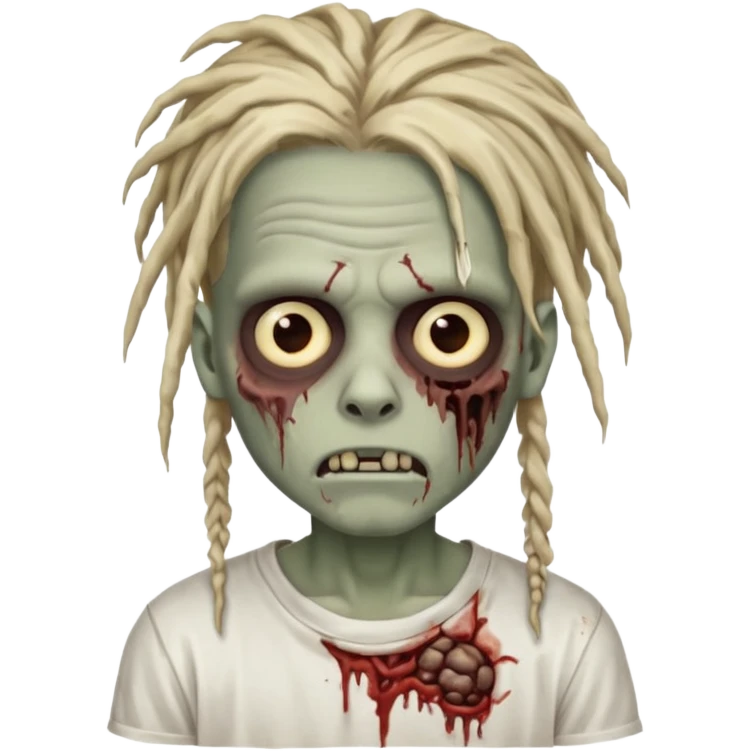 a zombie boy with a dreadlocks hair and a white t shirt  emoji