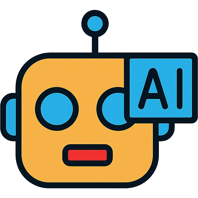 modern icon for AI tools, stylized robot head or neural network, sleek and simple emoji