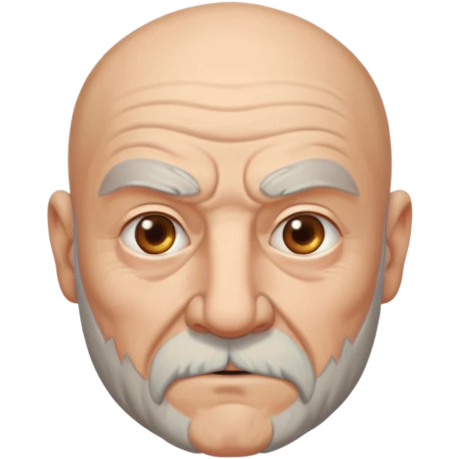 portrait of aggressive elderly man, bald head, beard emoji