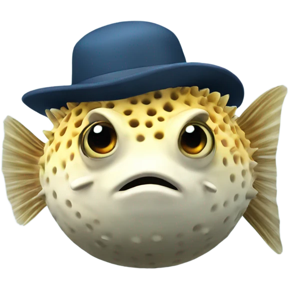 Pufferfish with a hat emoji