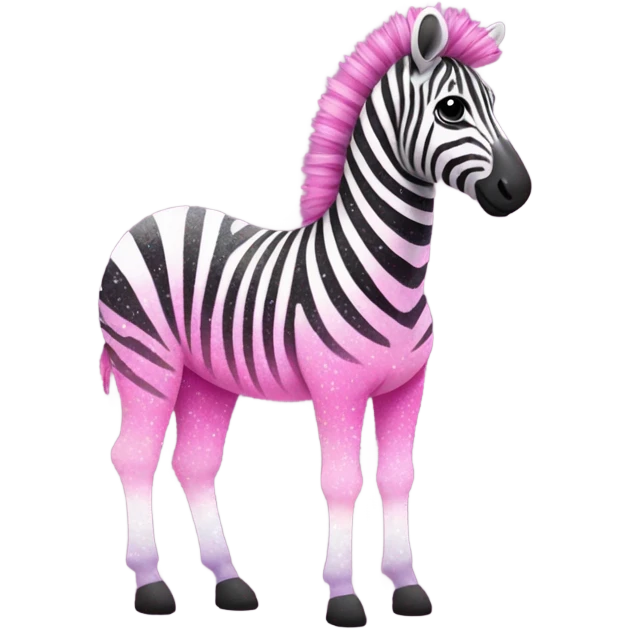 Pink ombre full-body zebra with glitter emoji