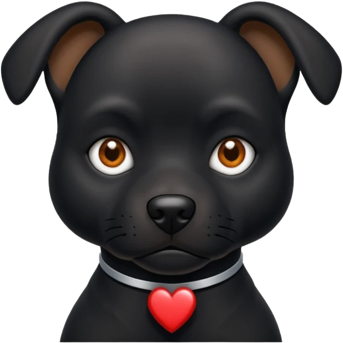 a black dog with poker face emoji