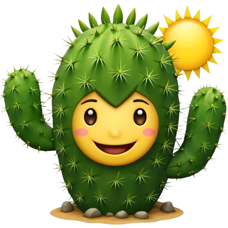 smiling cactus with sun in background emoji