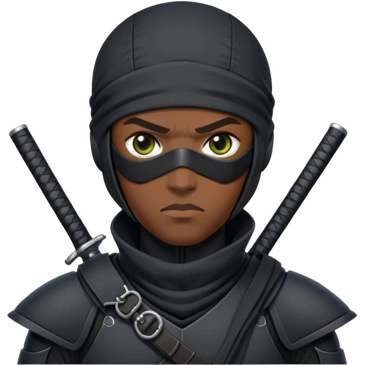 african-american ninja mercenary android with eye-patch emoji