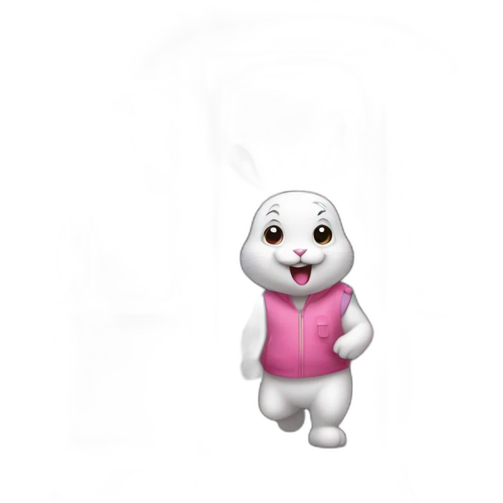 pink rabbit getting out of metro emoji