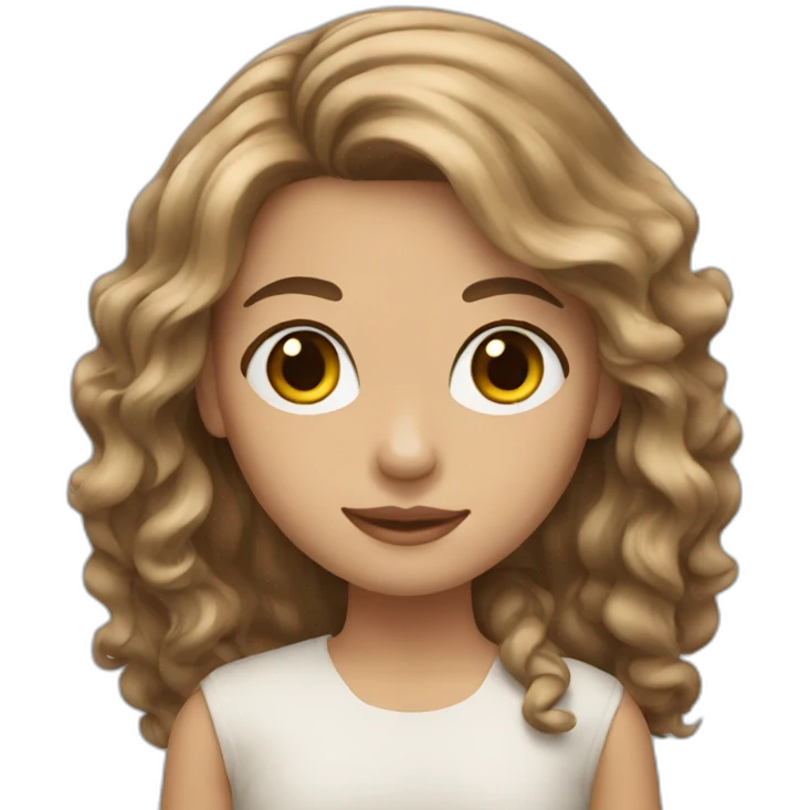 whithe Girl with brown long wave hair emoji