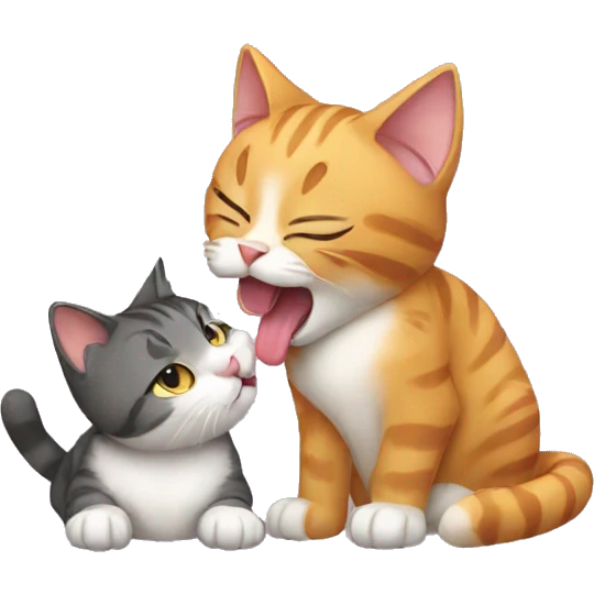 A cat licking a cat emoji