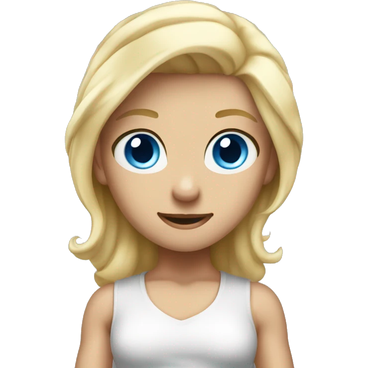 blonde blue eyed girl flexing full body emoji