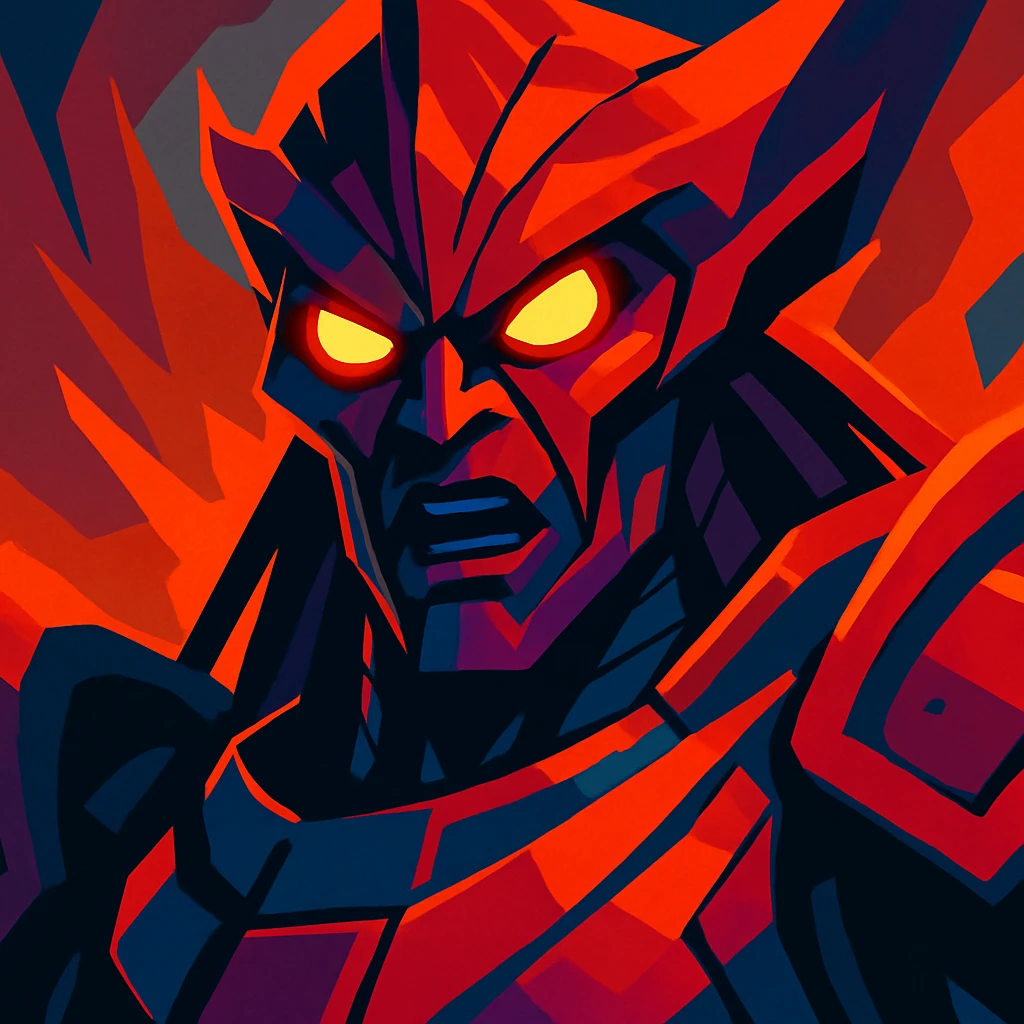 Rhulk from Destiny, close-up portrait, glowing eyes, dramatic lighting emoji