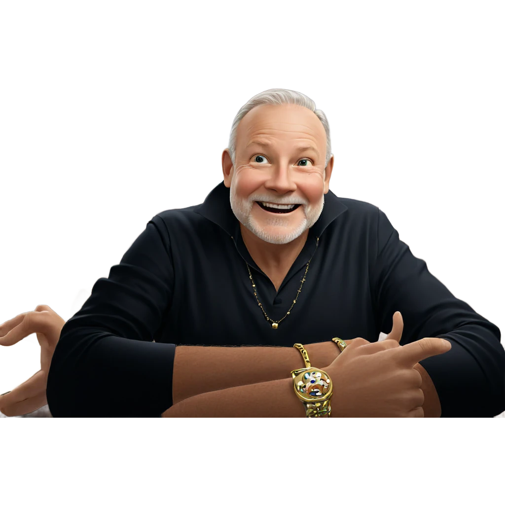smiling old man with jewelry emoji