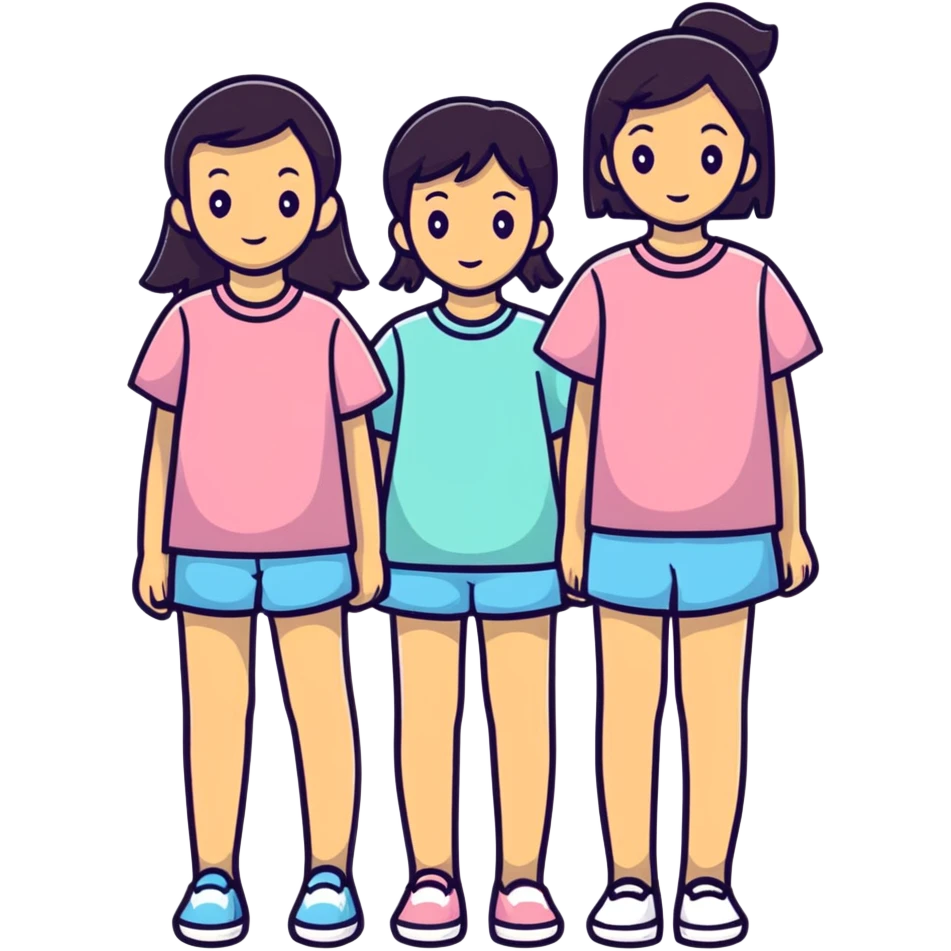 3 girls standing in a group emoji