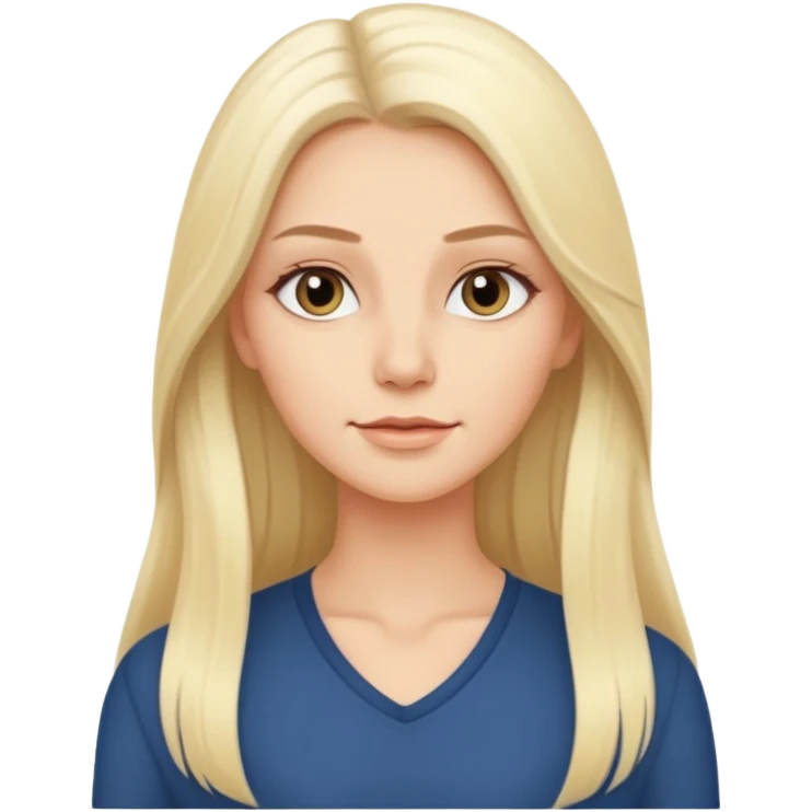 Stylized emoji portrait of a sexy long-haired white-blonde woman, confident expression, smooth skin, minimal makeup, full height  emoji