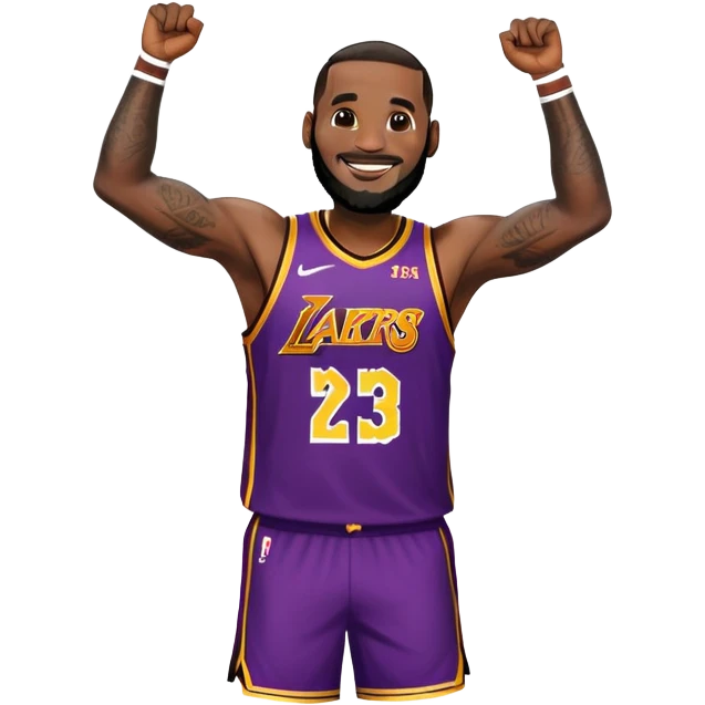 LeBron James celebrating a victory emoji