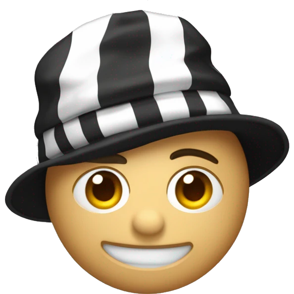 un ladrón de camisa de rayas negra y blancas y tiene un  gorro de rayas negra y blancas con un saco en la espanda emoji