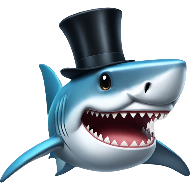 Shark with a top hat emoji