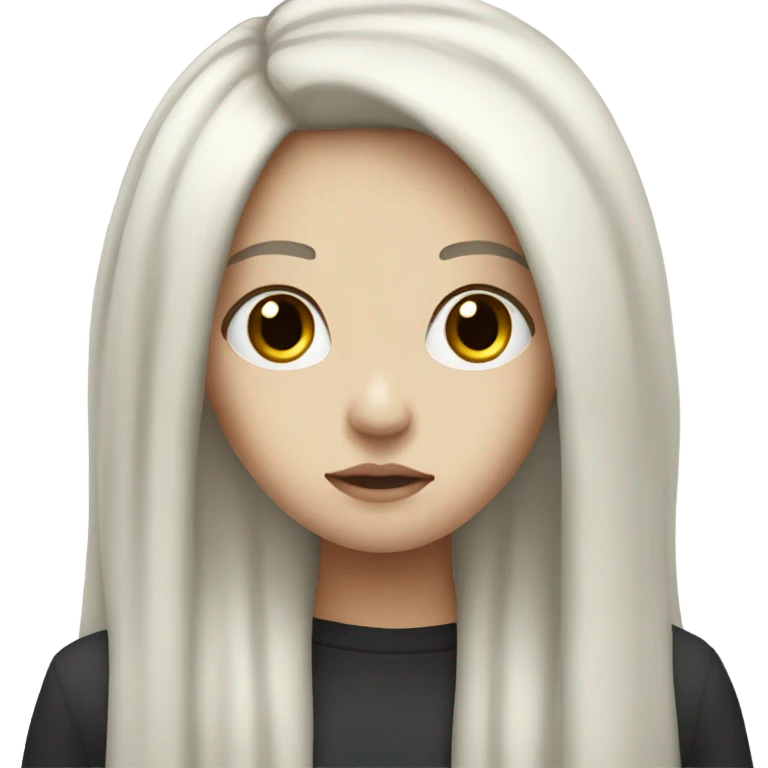 Pale girl with long black hair sad emoji