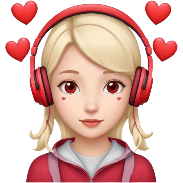 Дівчина із сердечками на вухах (меломан) emoji