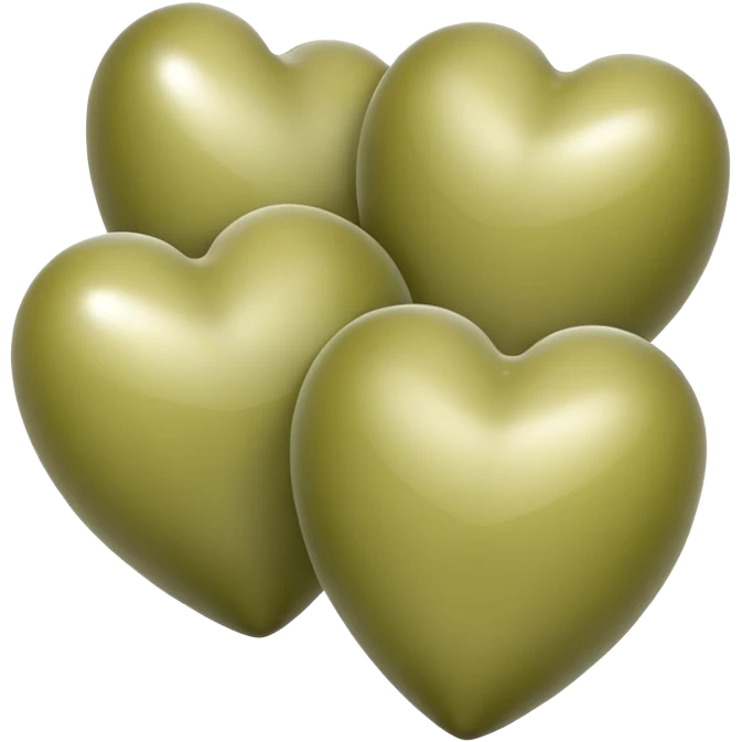 Balls in the form of pale olive hearts emoji