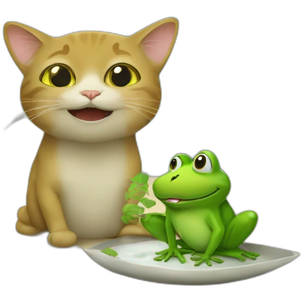 Un chat qui mange une grenouille emoji