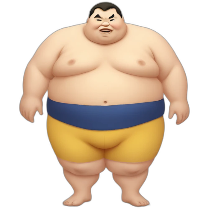 Fat sumo wrestler with Down syndrome emoji