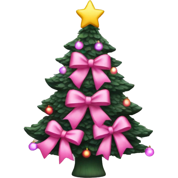 Christmas tree with pink bows and lights emoji