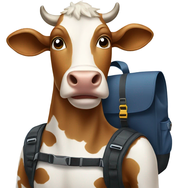 Cow wearing a backpack emoji