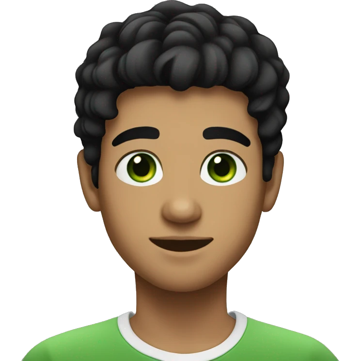 Young men with Black hair and green eyes emoji
