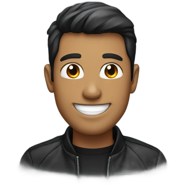 smiling man in black jacket emoji