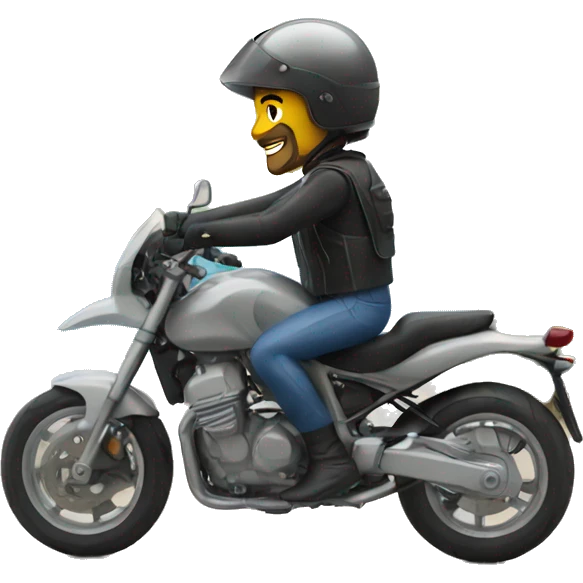 motorcycle rider with a background showing the mountains and the beach. emoji