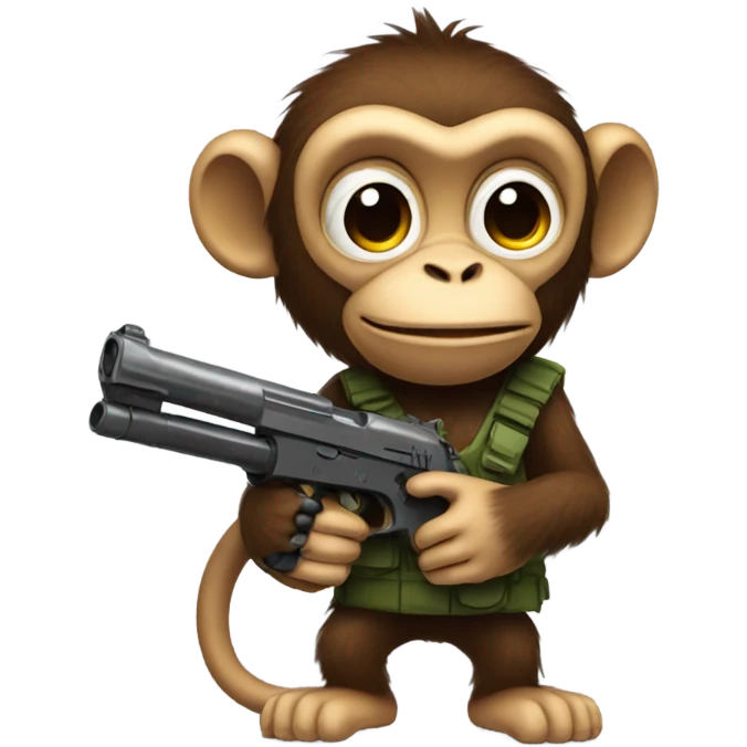 Monkey holding a toy gun emoji